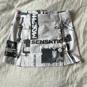 With Jean The Safety Mini skirt in Read All About It XXS